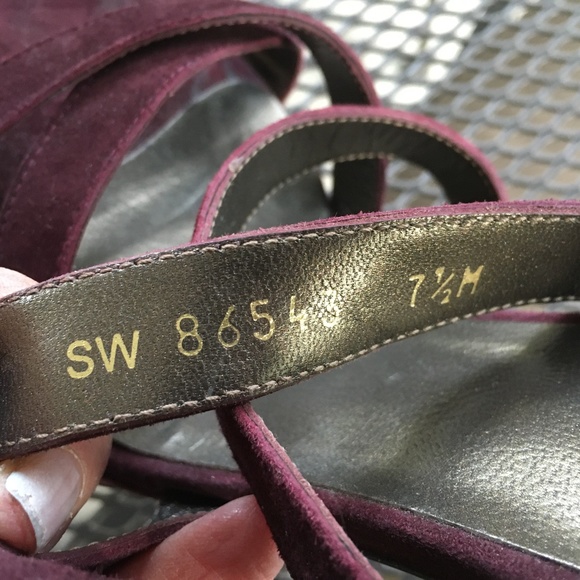 Stuart Weitzman Plum Purple Suede Platform Heels Sz 7.5 - Picture 7 of 9